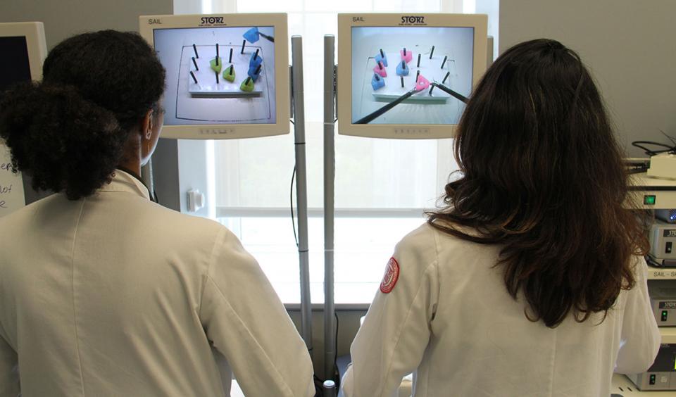 Students look at monitors in SAIL.